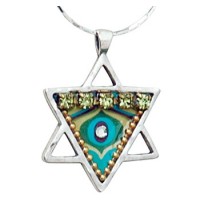 Silver & Enamel Star of David Necklace